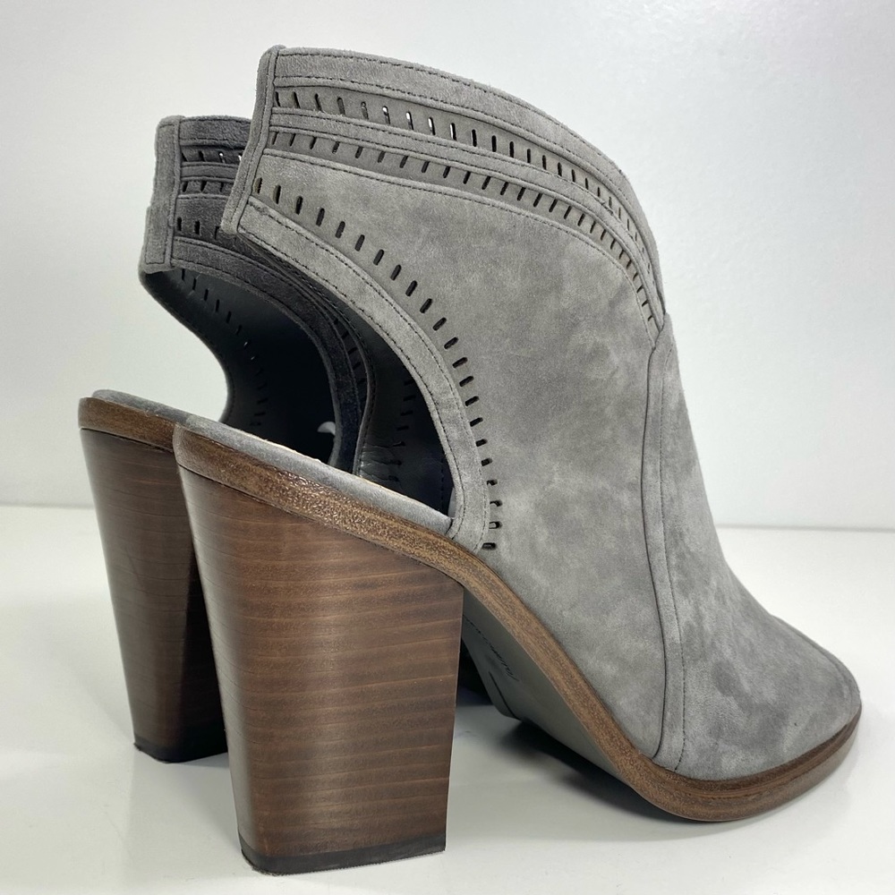 Vince Camuto Koral Gray Greystone Suede Perforated Open Toe Bootie Ankle Boots 9 - Picture 5 of 12